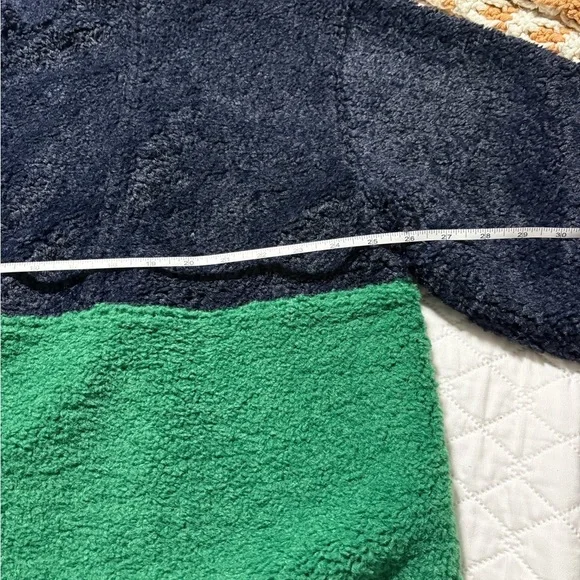 Sincerely Jules for Bandier Navy and Green Cropped Half Zip Sherpa Pullover - Picture 6 of 9
